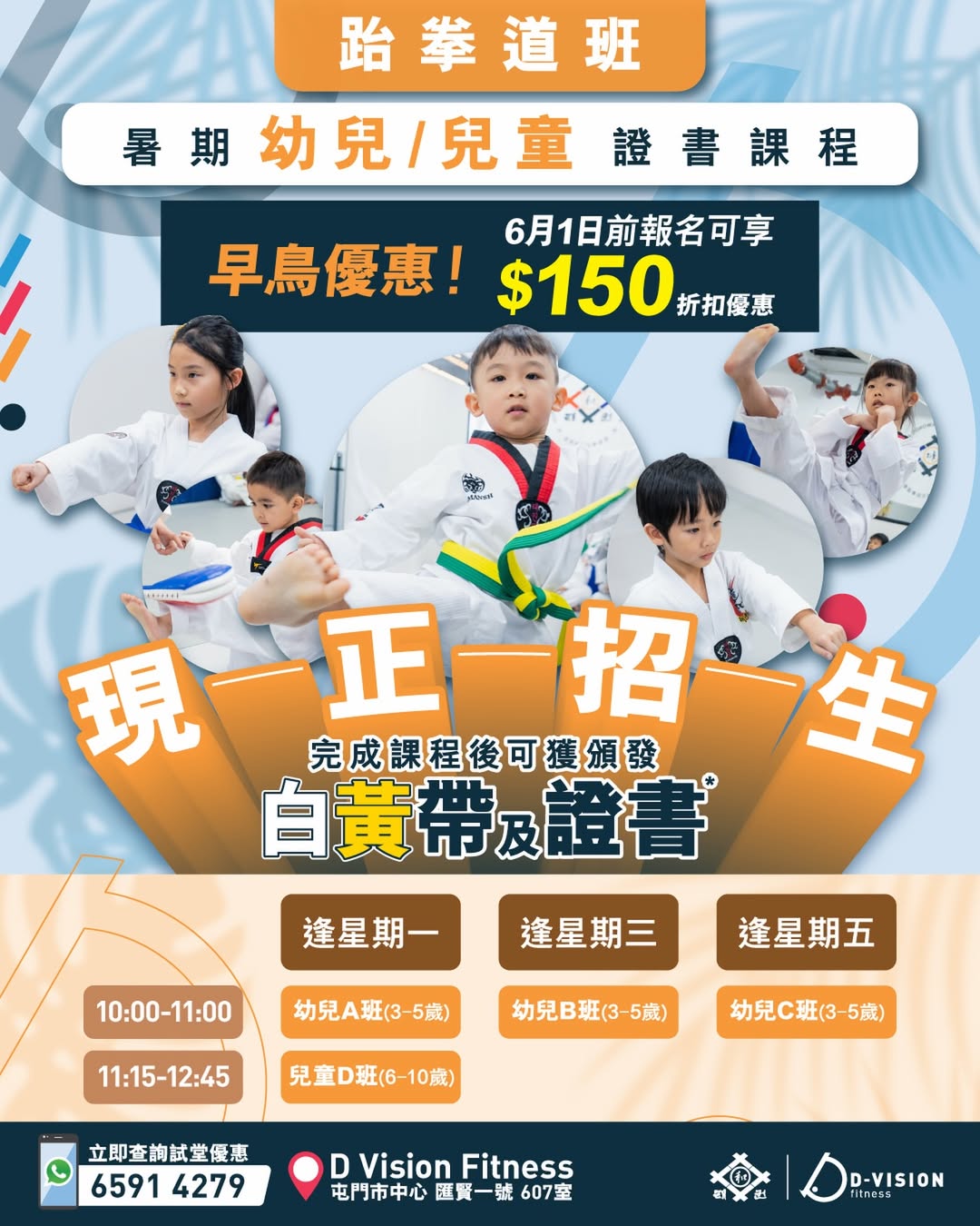 D Vision 暑期幼兒/兒童跆拳道證書課程