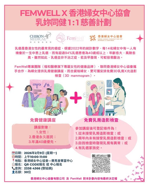FemWell x 香港婦女中心協會 乳妳同健1:1慈善計劃 健康講座