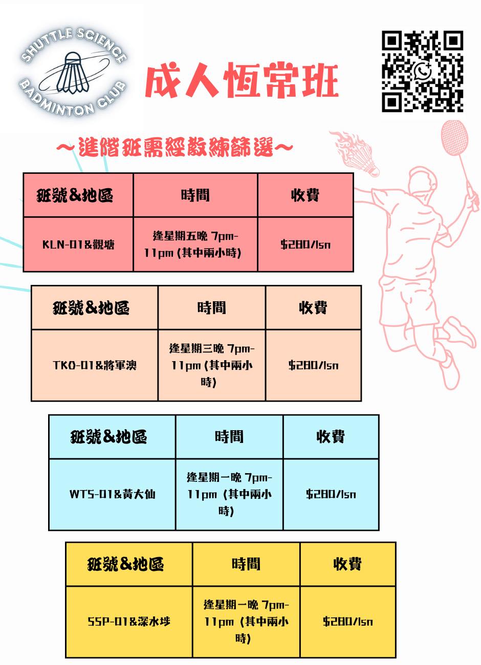 成人羽毛球初學者課程