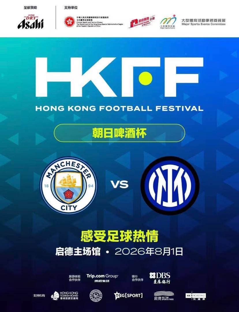 香港足球盛會 2026 朝日啤酒杯 曼城 vs 國際米蘭