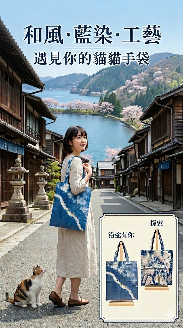 【和風·藍染·工藝】遇見你的貓貓手袋